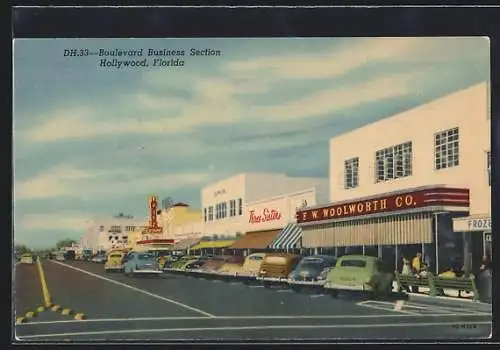 AK Hollywood, FL, Boulevard Business Section, F. W. Woolworth Co.