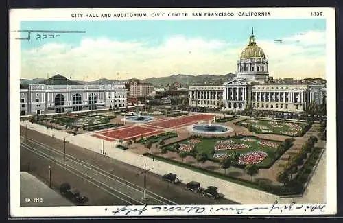 AK San Francisco, CA, City Hall and Auditorium, Civic Center