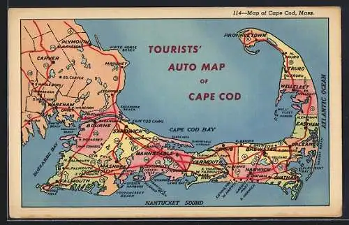 AK Cape Cod, MA, Tourist`s Auto Map