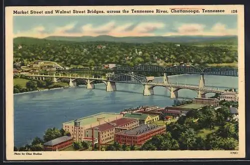 AK Chattanooga, TN, Market Street and Walnut Street Bridges across the Tennessee River