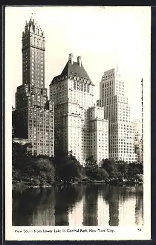 AK New York, View South from Lower Lako in Central Park