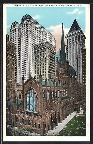 AK New York, NY, Trinity Church and Skyscrapers