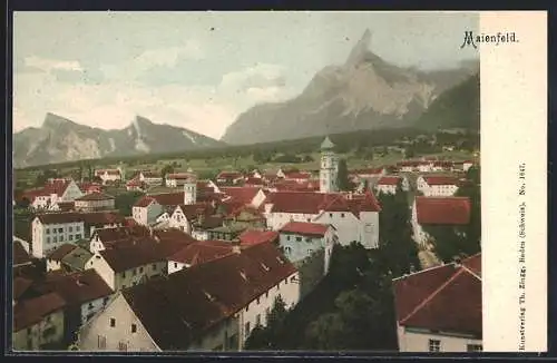 AK Maienfeld, Teilansicht mit den Bergen