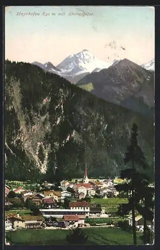 AK Mayrhofen, Ortsansicht mit Ahornspitze