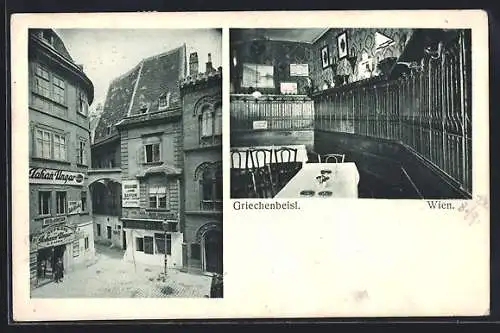 AK Wien, Gasthaus Griechenbeisl, Innenansicht, Geschäftshaus Johann Ungar