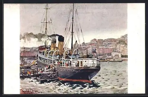Künstler-AK Vladivostok, At the harbour