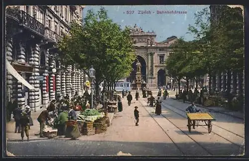 AK Zürich, Blick in die Bahnhofstrasse