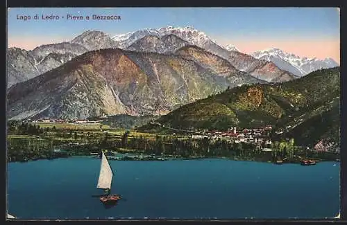 AK Bezzecca /Lago di Ledro, Ortsansicht mit Bergpanorama
