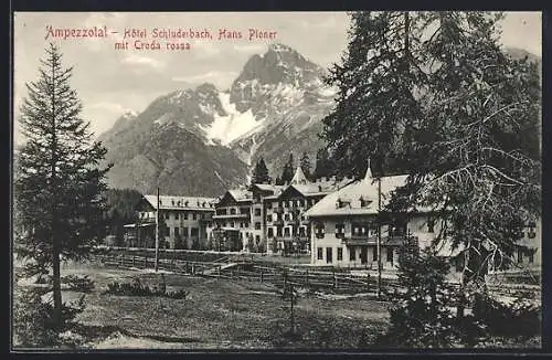 AK Schluderbach /Ampezzotal, Hotel von Hans Ploner mit Croda rossa