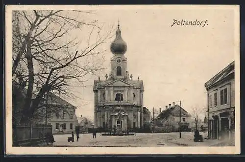 AK Pottendorf, Blick auf die Kirche