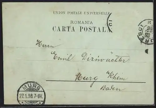 Mondschein-AK Bucuresci, Palatul Telegrafo Postal