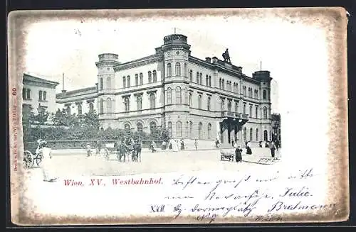 AK Wien, seitliche Ansicht vom Westbahnhof