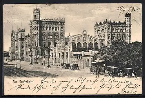 AK Wien, Nordbahnhof, Gesamtansicht mit Strasse