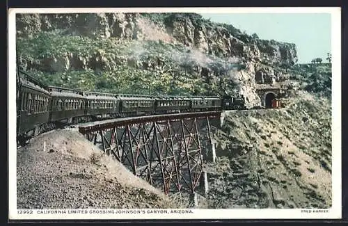 AK Johnson`s Canyon, AZ, California Limited Crossing the Canyon