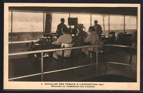 AK Paris, Exposition 1937, Pavillon des Tabacs, Machine a Fabriquer les Cigares