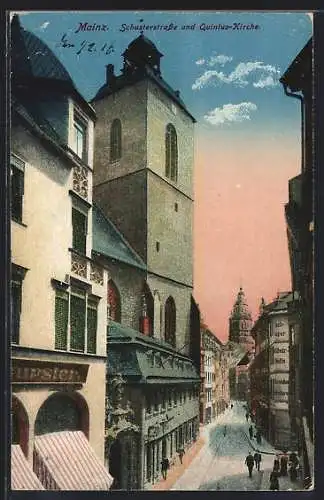 AK Mainz, Schusterstrasse und Quintus-Kirche