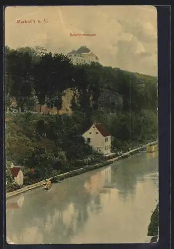 AK Marbach a. N., Schillermuseum mit Flusspartie