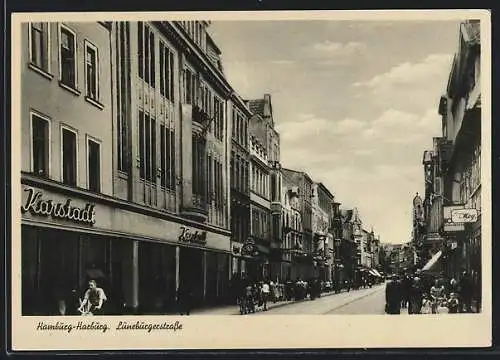 AK Hamburg-Harburg, Lüneburgerstrasse mit Karstadt-Kaufhaus