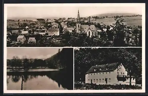 AK Nonnweiler /Saar, Wald-Hotel und Schwimmbad, Ortsansicht