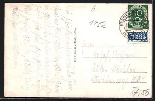 AK Frankfurt-Bergen-Enkheim, Marktstrasse mit Geschäften und Rathaus, Schelmenburg, Galgenturm
