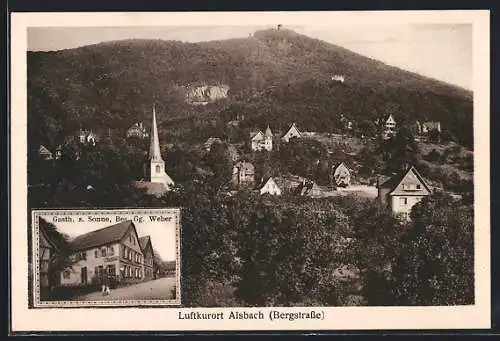 AK Alsbach /Bergstrasse, Gasthaus zur Sonne, Ortsansicht