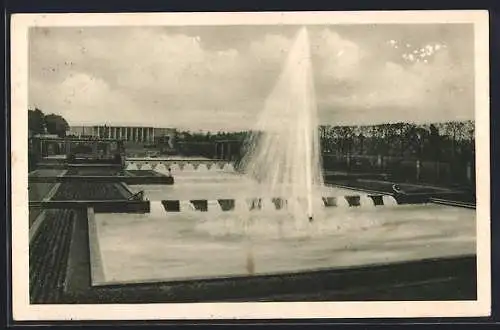 AK Essen, GRUGA 1929, Blick Wasserterrassen gegen Rosencafé