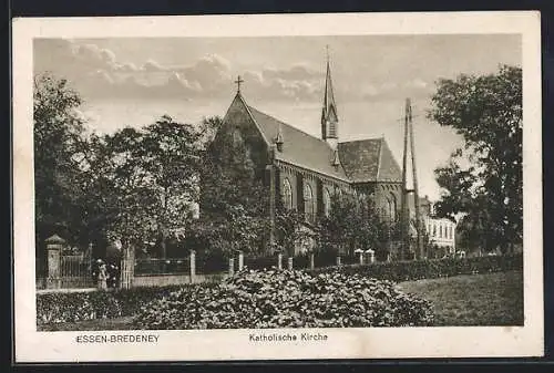 AK Essen-Bredeney, Blick auf Katholische Kirche