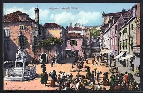 AK Ragusa, Gundulic-Platz mit Denkmal