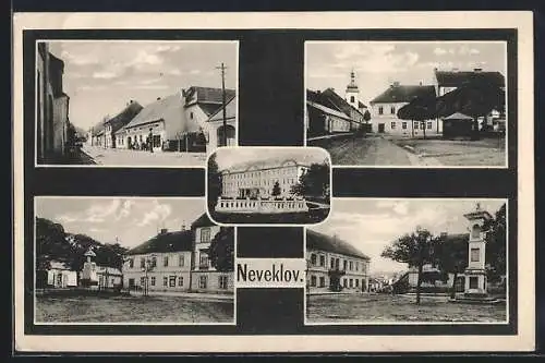AK Neveklov, Strassenansichten, Gebäudeansichten