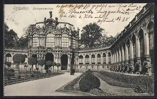 AK Dresden, Blick zum Zwinger-Pavillon
