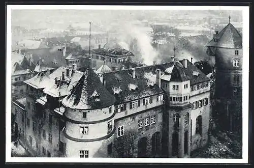 AK Stuttgart, Brandkatastrophe Altes Schloss 21.-27. Dez. 1931