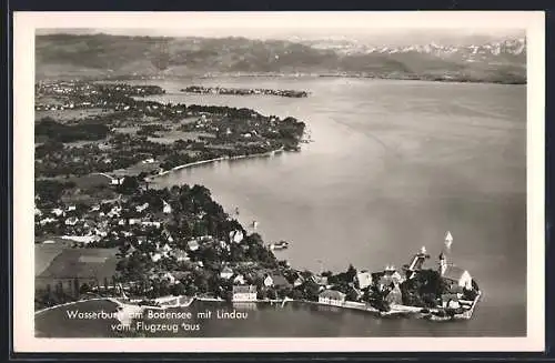 AK Wasserburg am Bodensee, Fliegeraufnahme der Stadt mit Lindau