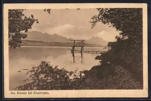 AK Rosenheim / Bayern, Blick vom Ufer des Simsee's