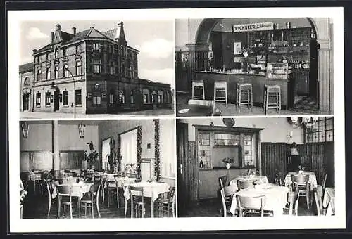 AK Herten-Scherlebeck, Gaststätte Gertrudenhof, Scherlebeckerstr. 349, Innenansichten Gasträume u. Bar