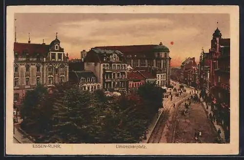 AK Essen-Ruhr, Strasse am Limbeckerplatz, Häuserfassaden