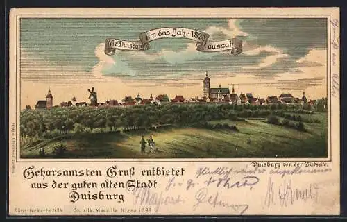 Lithographie Duisburg, Totalansicht anno 1820