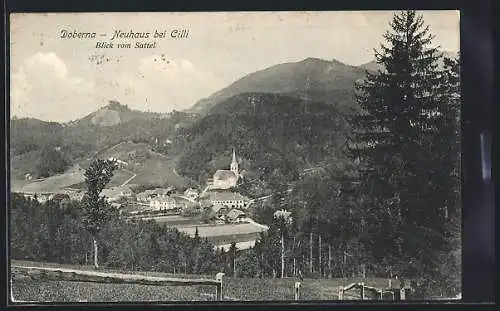 AK Doberna-Neuhaus, Blick vom Sattel auf den Ort