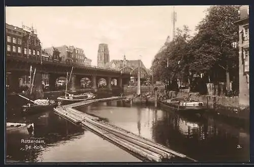 AK Rotterdam, De Kolk, Hafenbecken, Boote