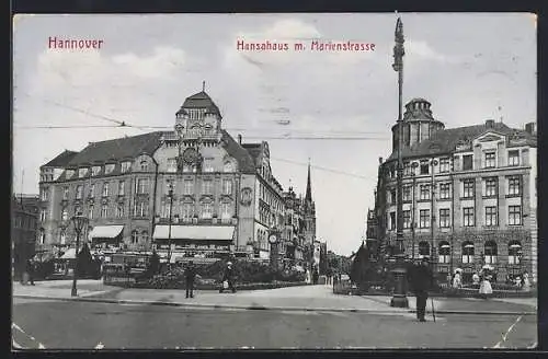 AK Hannover, Hansahaus mit Marienstrasse