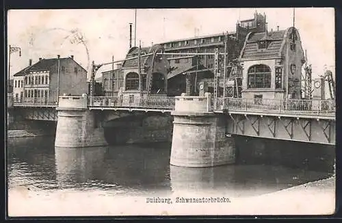 AK Duisburg, Strassenbrücke an der Schwanentorbrücke