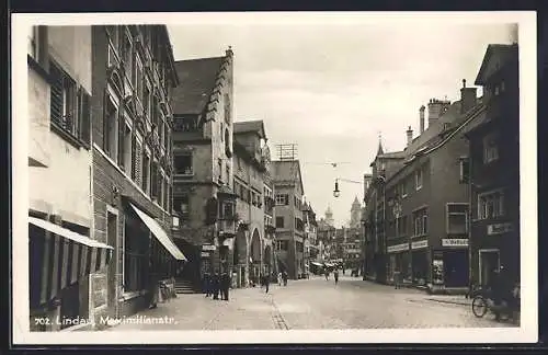 AK Lindau / Bodensee, Maximilianstrasse mit Geschäften