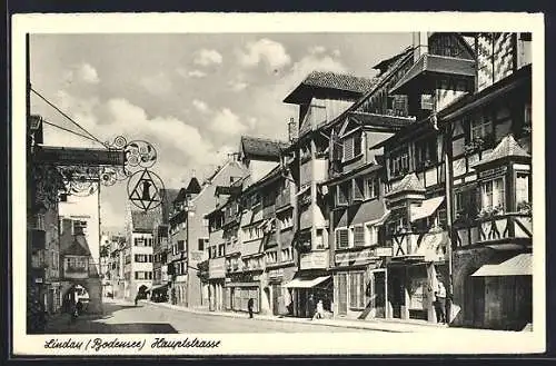 AK Lindau /Bodensee, Hauptstrasse mit Gasthaus zum Süntzen und Geschäften