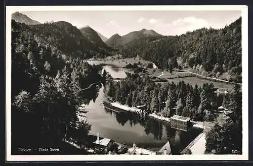 AK Füssen, Blick auf die Bade-Seen