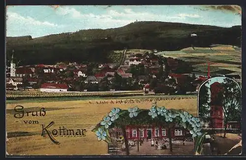 AK Walddorf / Kottmar, Restaurant Kottmar mit Garten, Teilansicht