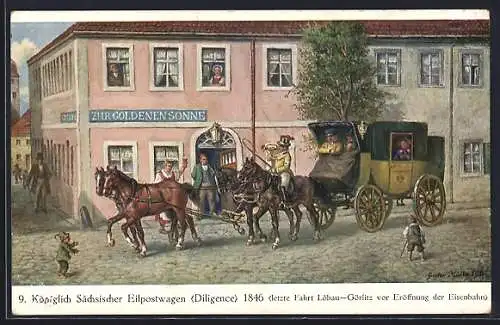 AK Königlich Sächsischer Eilpostwagen (Diligence), 1846