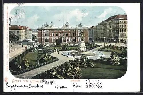 AK Görlitz, Blick auf den Postplatz