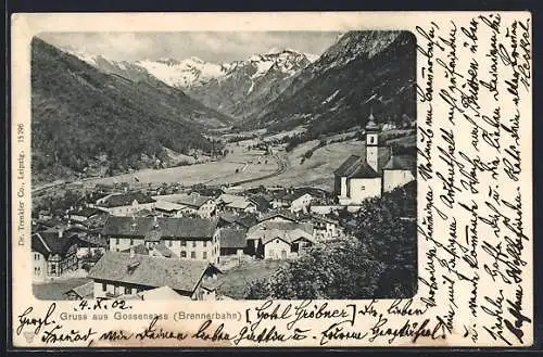 AK Gossensass /Brennerbahn, Ortsansicht mit der Kirche