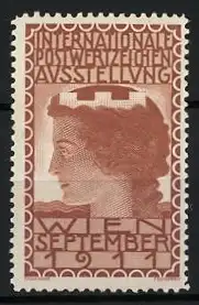 Reklamemarke Wien, Internationale Postwertzeichen Ausstellung, Frauenporträt, 1911