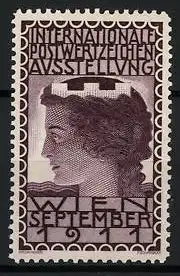 Reklamemarke Wien, Internationale Postwertzeichen-Ausstellung, Profil einer Frau, 1911