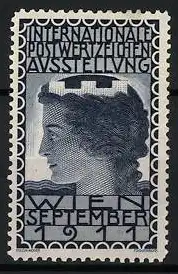 Reklamemarke Wien, Internationale Postwertzeichenausstellung, Frauenkopf, 1911